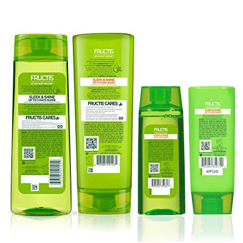 Garnier Hair Care Fructis Sleek & Shine Shampoo and Conditioner, For Frizzy, Dry Hair, Made with Argan Oil from Morocco, Paraben Free Formula, 1 Kit with Full Size and Travel Size-CaribOnline