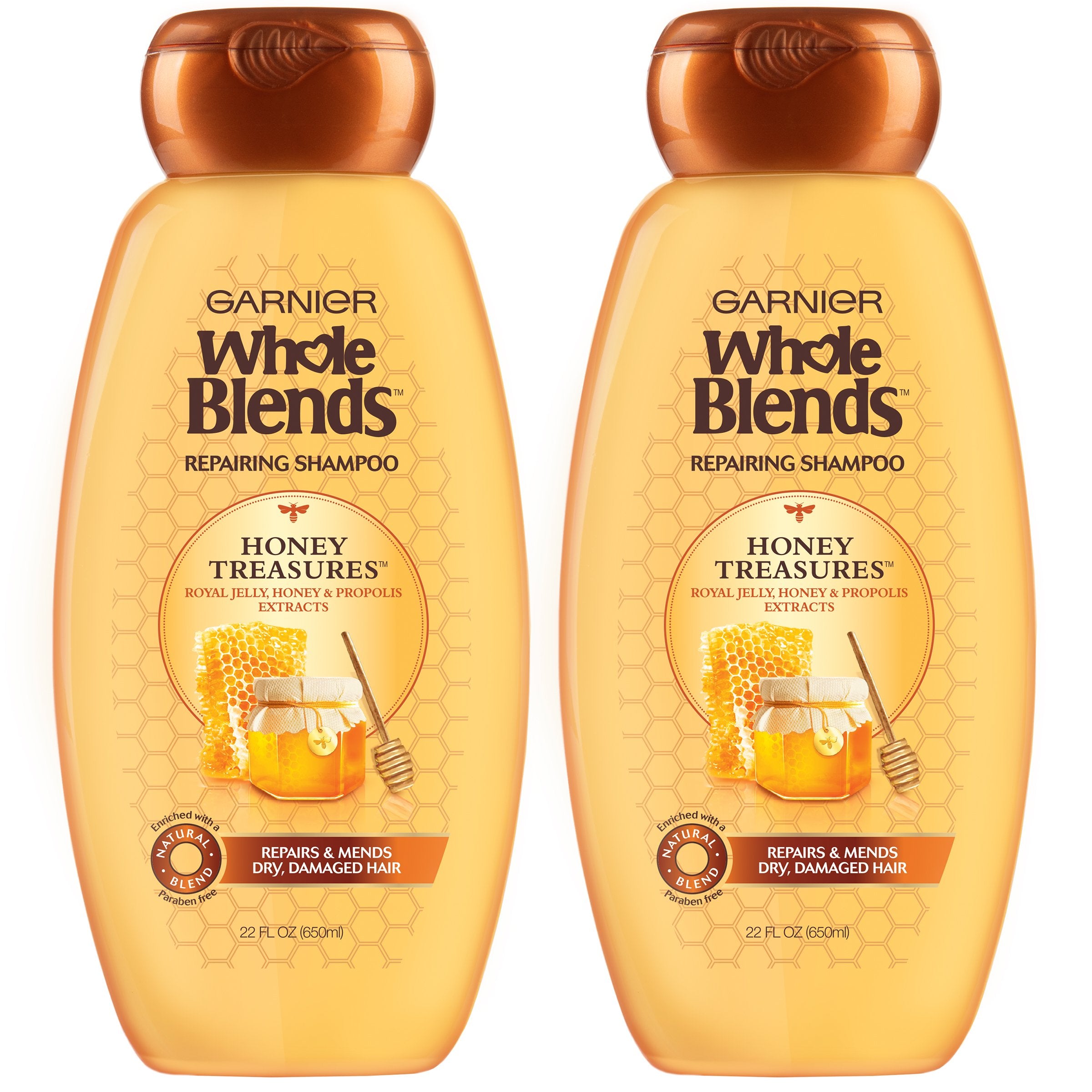 Garnier Whole Blends Repairing Shampoo Honey Treasures, For Damaged Hair, 2 count-CaribOnline