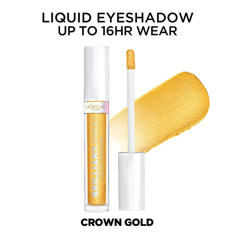 L'Oreal Paris Brilliant Eyes Shimmer Liquid Eye Shadow Makeup, Crown Gold, 0.1 oz.-CaribOnline