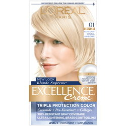 L'Oreal Paris Excellence Créme Permanent Triple Protection Hair Color, 01 Extra Light Ash Blonde, 1 kit-CaribOnline