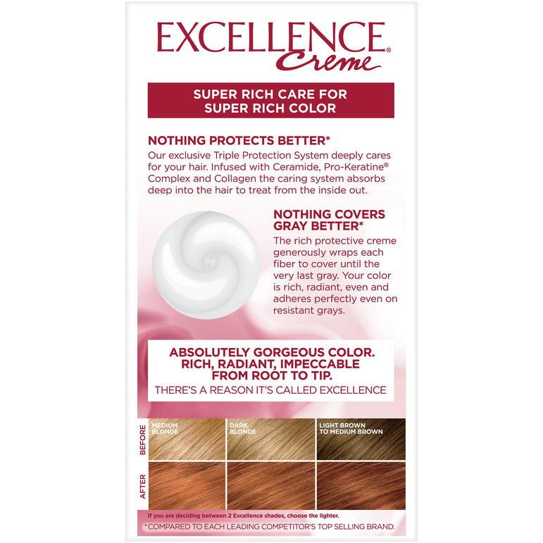 L'Oreal Paris Excellence Créme Permanent Triple Protection Hair Color, 7R Red Penny, 1 kit-CaribOnline