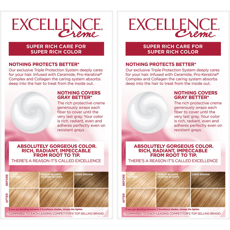 L'Oreal Paris Excellence Créme Permanent Triple Protection Hair Color, 8G Medium Golden Blonde, 2 count-CaribOnline