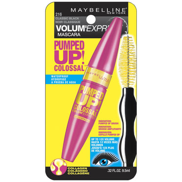 Maybelline Volum' Express Pumped Up! Colossal Waterproof Mascara, Classic Black, 0.32 fl. oz.-CaribOnline