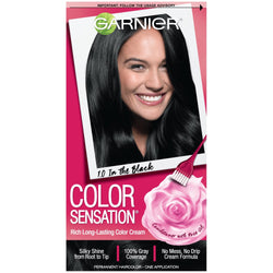 Garnier Color Sensation Hair Color Cream, 1.0 In the Black (Black), 1 kit-CaribOnline