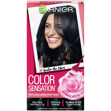 Garnier Color Sensation Hair Color Cream, 1.1 Under the Stars (Natural Blue Black), 1 kit-CaribOnline
