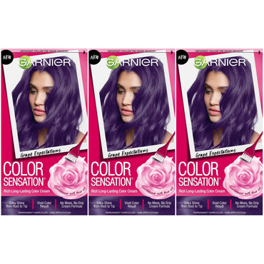 Garnier Color Sensation Hair Color Cream, 5.21 Grape Expectations (Intense Purple), 3 count-CaribOnline