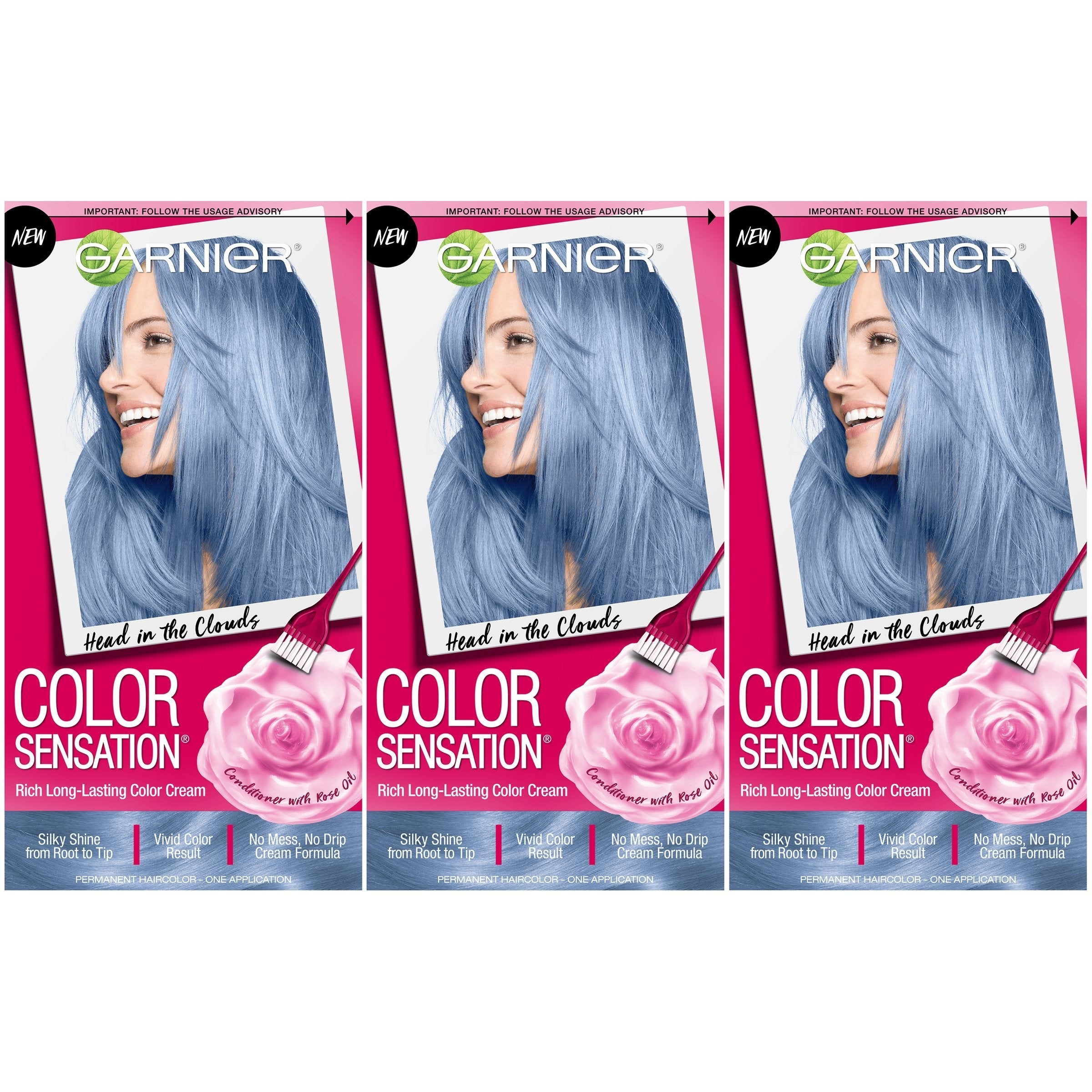 Garnier Color Sensation Hair Color Cream, 8.10 Head in the Clouds (Light Blue), 3 count-CaribOnline