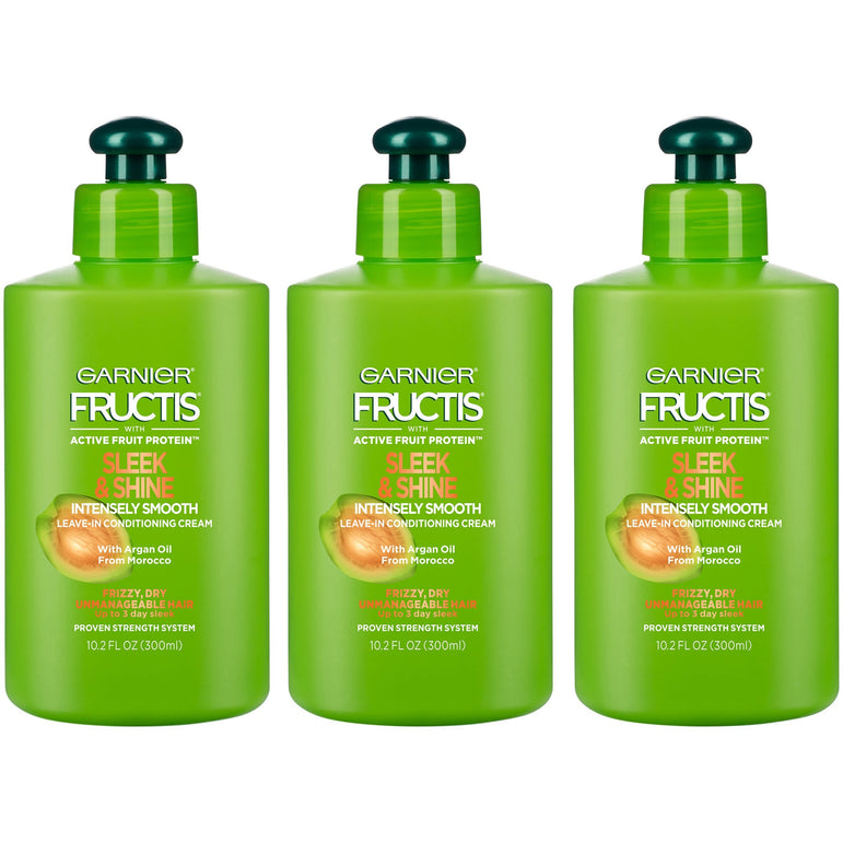 Garnier Fructis Sleek & Shine Intensely Smooth Leave-In Conditioning Cream, 3 count-CaribOnline