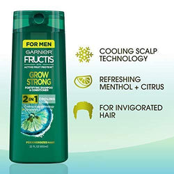 Garnier Hair Care Fructis Men's Grow Strong Cooling 2N1 Shampoo and Conditioner, Cooling Scalp Technology & Formulated with Citrus Extract, Refreshing Menthol for Energized Hair, 22 Fl Oz, 2 Count-CaribOnline