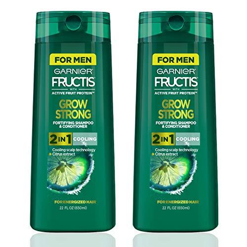 Garnier Hair Care Fructis Men's Grow Strong Cooling 2N1 Shampoo and Conditioner, Cooling Scalp Technology & Formulated with Citrus Extract, Refreshing Menthol for Energized Hair, 22 Fl Oz, 2 Count-CaribOnline