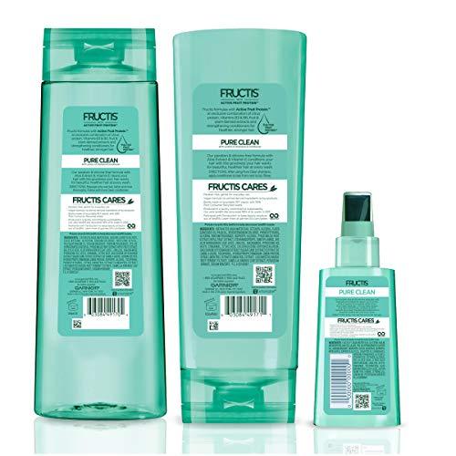 Garnier Hair Care Fructis Pure Clean Shampoo, Conditioner, and Detangler, Made With Aloe and Vitamin E Extract, Vegan and Paraben Free, 1 Kit-CaribOnline