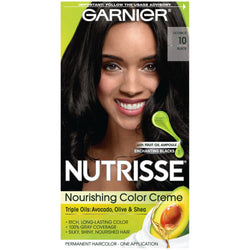Garnier Nutrisse Nourishing Hair Color Creme, 10 Black (Licorice), 1 kit-CaribOnline