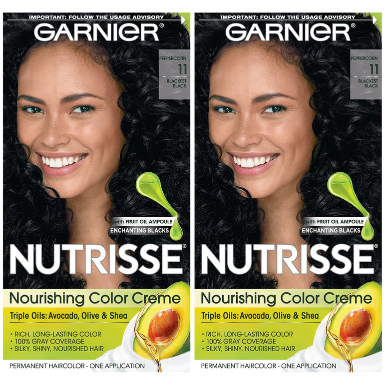 Garnier Nutrisse Nourishing Hair Color Creme, 11 Blackest Black, 2 count-CaribOnline