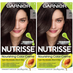 Garnier Nutrisse Nourishing Hair Color Creme, 20 Soft Black (Black Tea), 2 count-CaribOnline