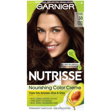 Garnier Nutrisse Nourishing Hair Color Creme, 33 Darkest Golden Brown, 1 kit-CaribOnline
