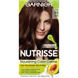 Garnier Nutrisse Nourishing Hair Color Creme, 413 Bronze Brown, 1 kit-CaribOnline
