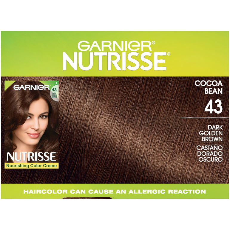 Garnier Nutrisse Nourishing Hair Color Creme, 43 Dark Golden Brown (Cocoa Bean), 1 kit-CaribOnline