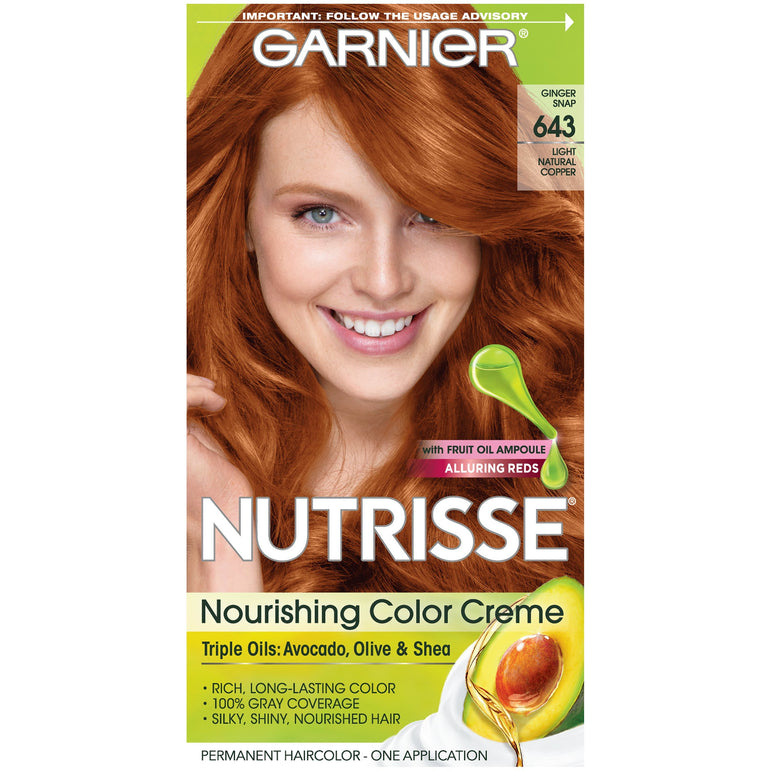Garnier Nutrisse Nourishing Hair Color Creme, 643 Light Natural Copper, 1 kit-CaribOnline