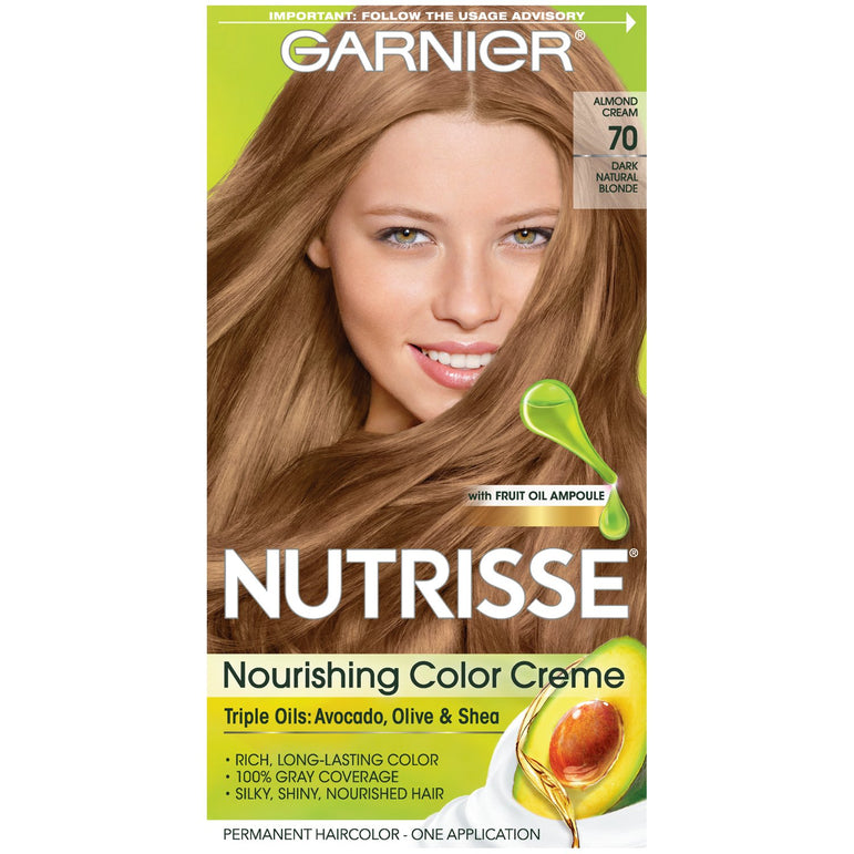 Garnier Nutrisse Nourishing Hair Color Creme, 70 Dark Natural Blonde (Almond Creme), 1 kit-CaribOnline