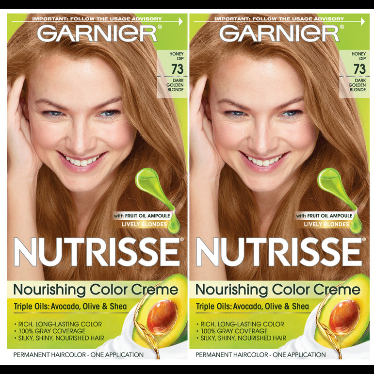 Garnier Nutrisse Nourishing Hair Color Creme, 73 Dark Golden Blonde (Honey Dip), 2 count-CaribOnline