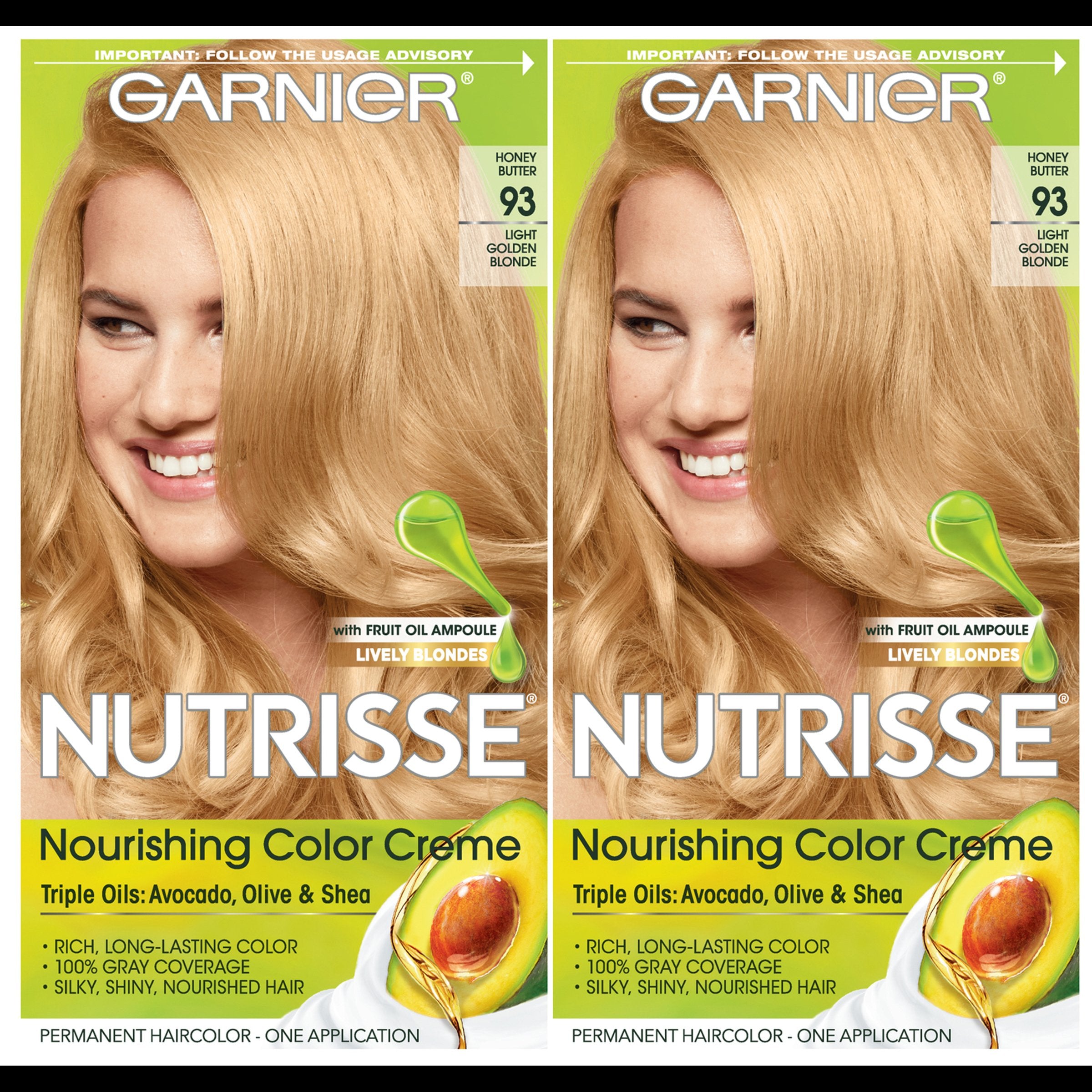 Garnier Nutrisse Nourishing Hair Color Creme, 93 Light Golden Blonde (Honey Butter), 2 count-CaribOnline