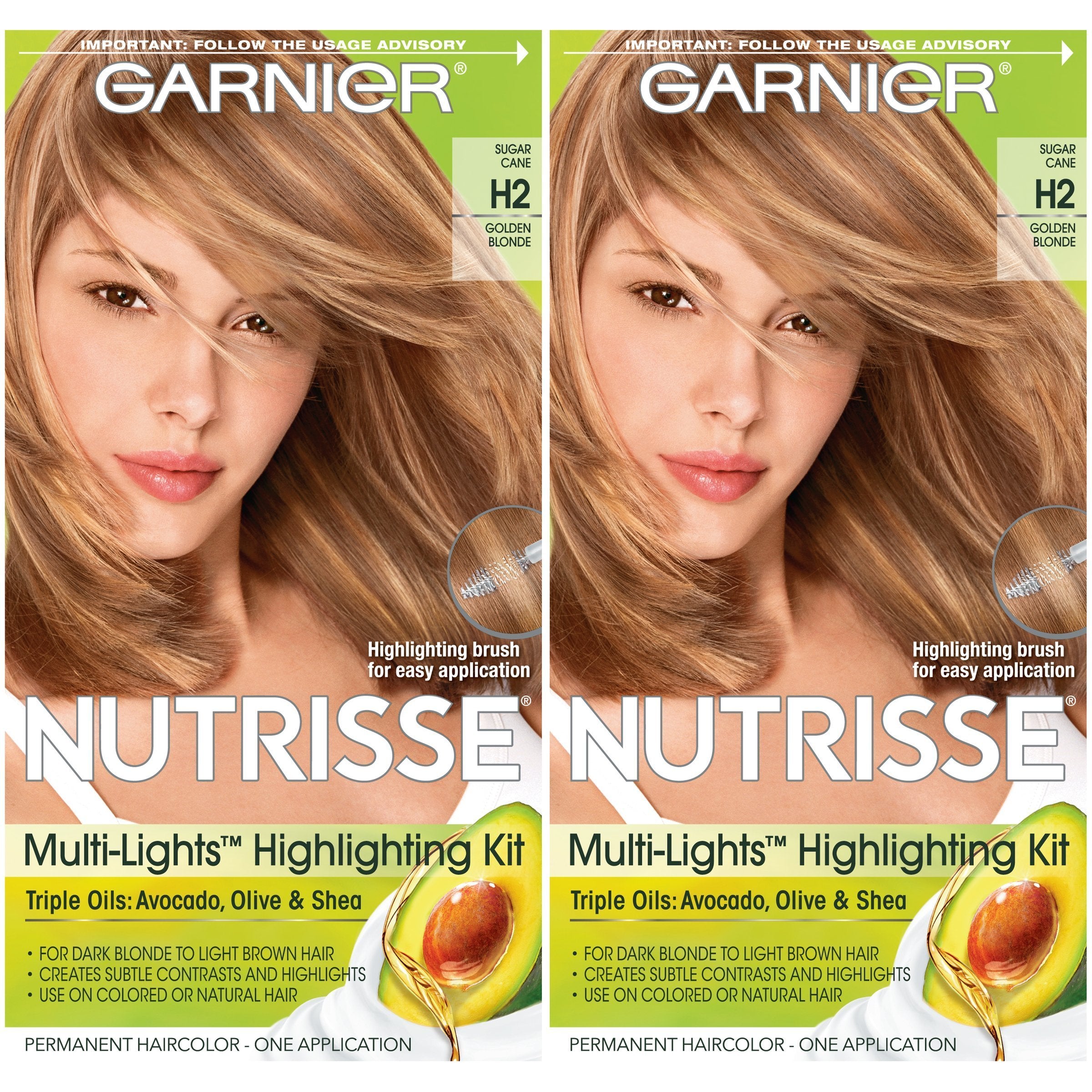 Garnier Nutrisse Nourishing Hair Color Creme, H2 Golden Blonde, 2 count-CaribOnline