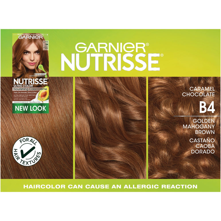 Garnier Nutrisse Ultra Color Nourishing Hair Color Creme, B4 Caramel Chocolate, 1 kit-CaribOnline