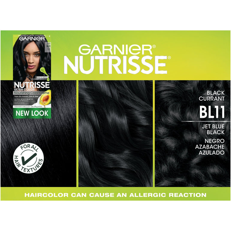 Garnier Nutrisse Ultra Color Nourishing Hair Color Creme, BL11 Jet Blue Black, 1 kit-CaribOnline