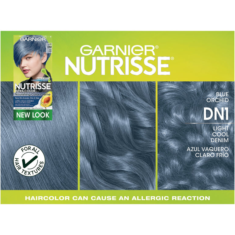 Garnier Nutrisse Ultra Color Nourishing Hair Color Creme, DN1 Light Cool Denim, 1 kit-CaribOnline