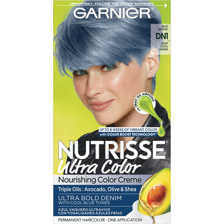 Garnier Nutrisse Ultra Color Nourishing Hair Color Creme, DN1 Light Cool Denim, 1 kit-CaribOnline