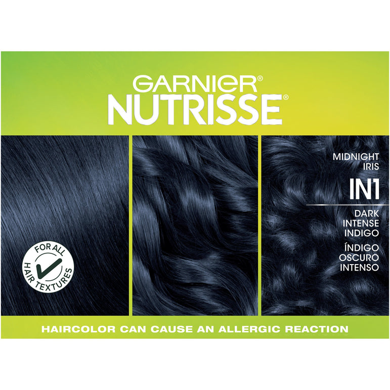 Garnier Nutrisse Ultra Color Nourishing Hair Color Creme, IN1 Dark Intense Indigo, 1 kit-CaribOnline