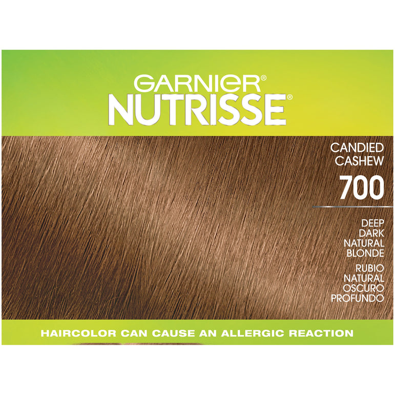 Garnier Nutrisse Ultra Coverage Nourishing Hair Color Creme, Deep Dark Natural Blonde (Candied Cashew) 700, 1 kit-CaribOnline