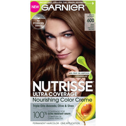 Garnier Nutrisse Ultra Coverage Nourishing Hair Color Creme, Deep Light Natural Brown (Spiced Hazelnut) 600, 1 kit-CaribOnline