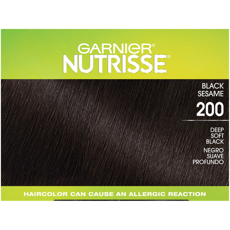 Garnier Nutrisse Ultra Coverage Nourishing Hair Color Creme, Deep Soft Black (Black Sesame) 200, 1 kit-CaribOnline