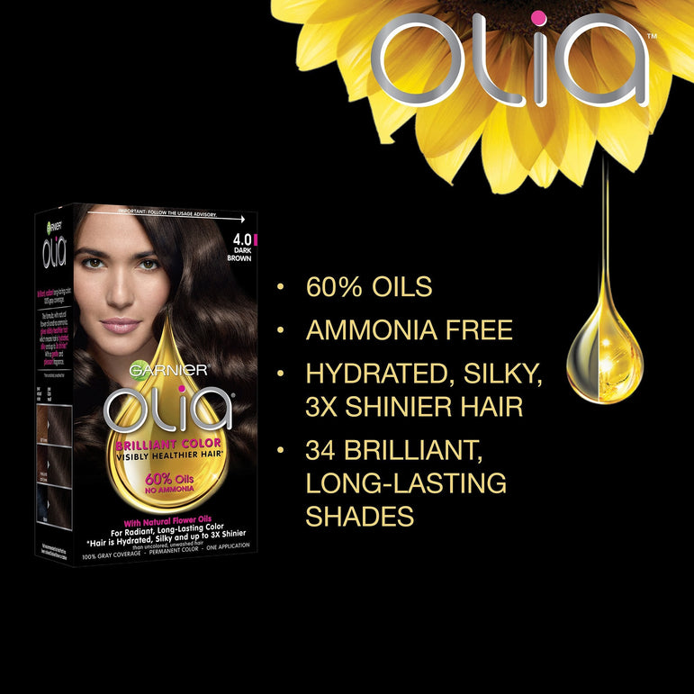 Garnier Olia Oil Powered Permanent Hair Color, 1.0 Black, 2 count-CaribOnline