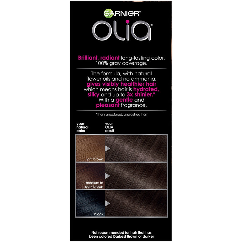 Garnier Olia Oil Powered Permanent Hair Color, 4.0 Dark Brown, 1 kit-CaribOnline