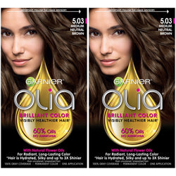 Garnier Olia Oil Powered Permanent Hair Color, 5.03 Medium Neutral Brown, 2 count-CaribOnline