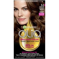 Garnier Olia Oil Powered Permanent Hair Color, 5.3 Medium Golden Brown, 1 kit-CaribOnline