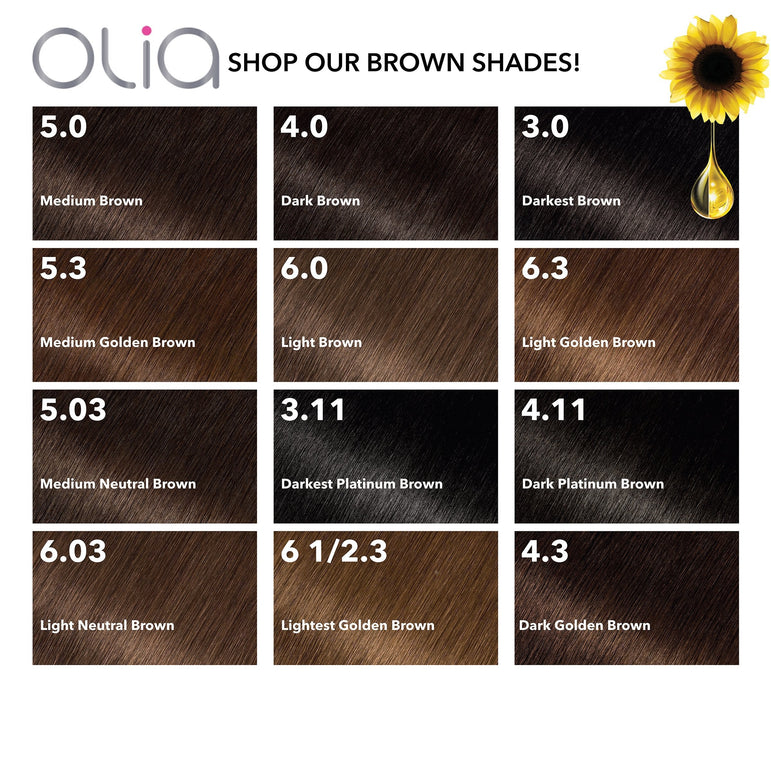 Garnier Olia Oil Powered Permanent Hair Color, 5.3 Medium Golden Brown, 1 kit-CaribOnline