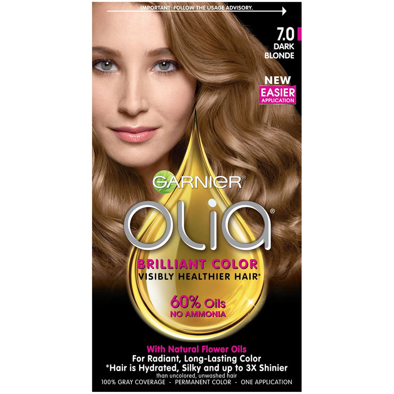 Garnier Olia Oil Powered Permanent Hair Color, 7.0 Dark Blonde, 1 kit-CaribOnline