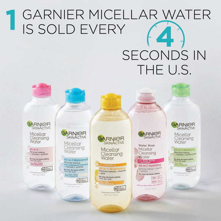 Garnier SkinActive Micellar Cleansing Water, For Waterproof Makeup, 13.5 fl. oz.-CaribOnline