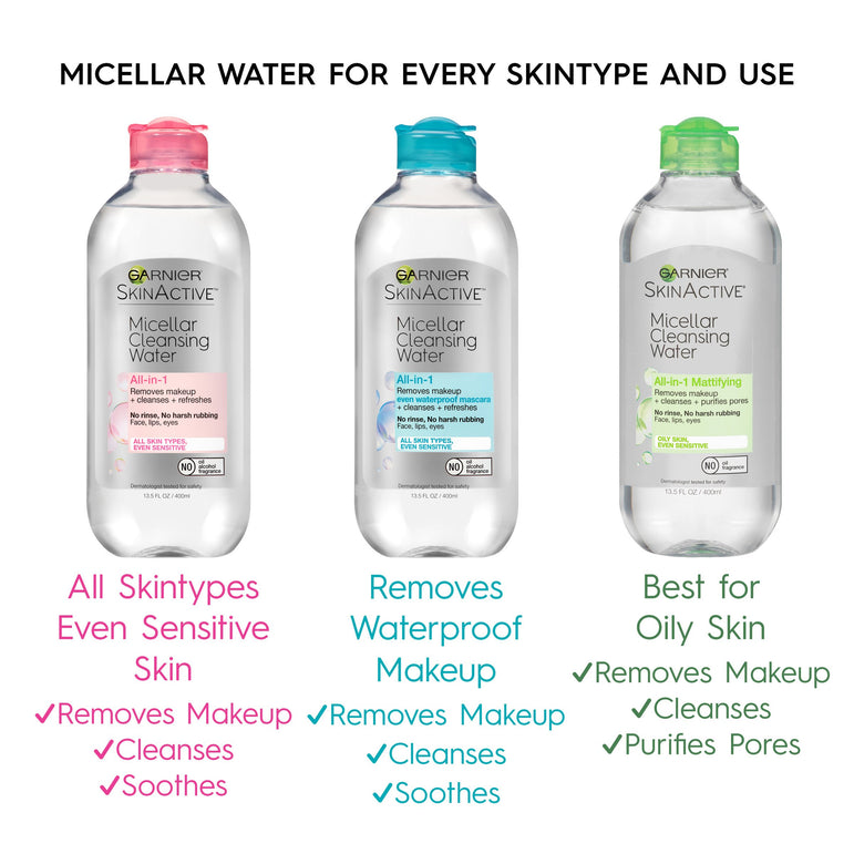 Garnier SkinActive Micellar Cleansing Water, For Waterproof Makeup, 2 count-CaribOnline