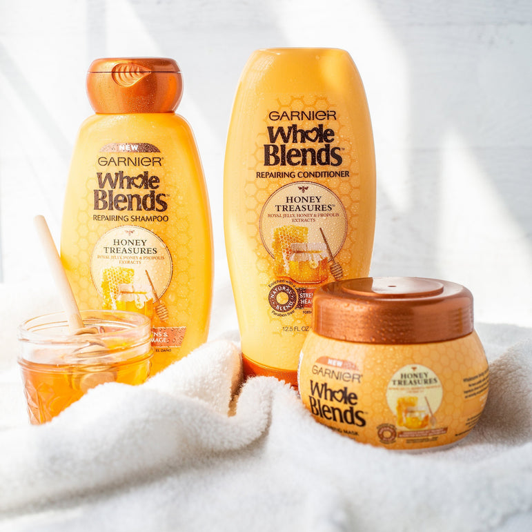 Garnier Whole Blends Repairing Hair Mask Honey Treasures, For Damaged Hair, 2 count-CaribOnline