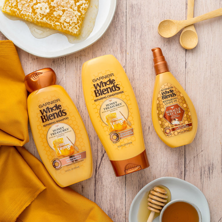 Garnier Whole Blends Repairing Shampoo Honey Treasures, For Damaged Hair, 2 count-CaribOnline