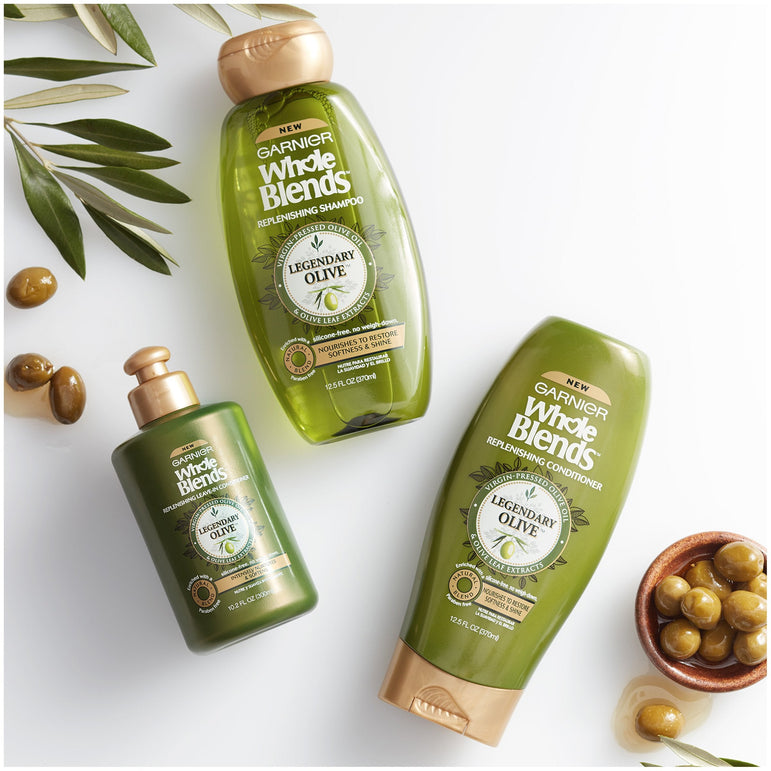 Garnier Whole Blends Replenishing Shampoo Legendary Olive, For Dry Hair, 12.5 fl. oz.-CaribOnline