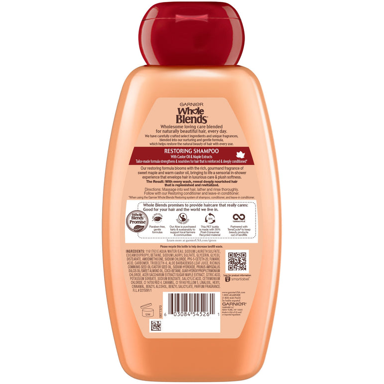 Garnier Whole Blends Restoring Shampoo Maple Remedy, For Dry, Damaged Hair, 12.5 fl. oz.-CaribOnline