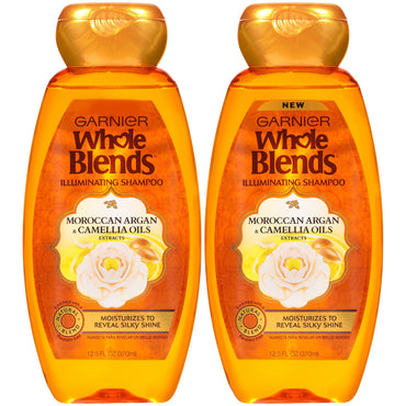 Garnier Whole Blends Shampoo with Moroccan Argan & Camellia Oils Extracts, For Dry Hair, 2 count-CaribOnline