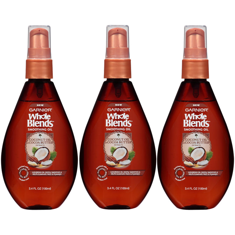 Garnier Whole Blends Smoothing Oil with Coconut Oil & Cocoa Butter Extracts, 3 count-CaribOnline