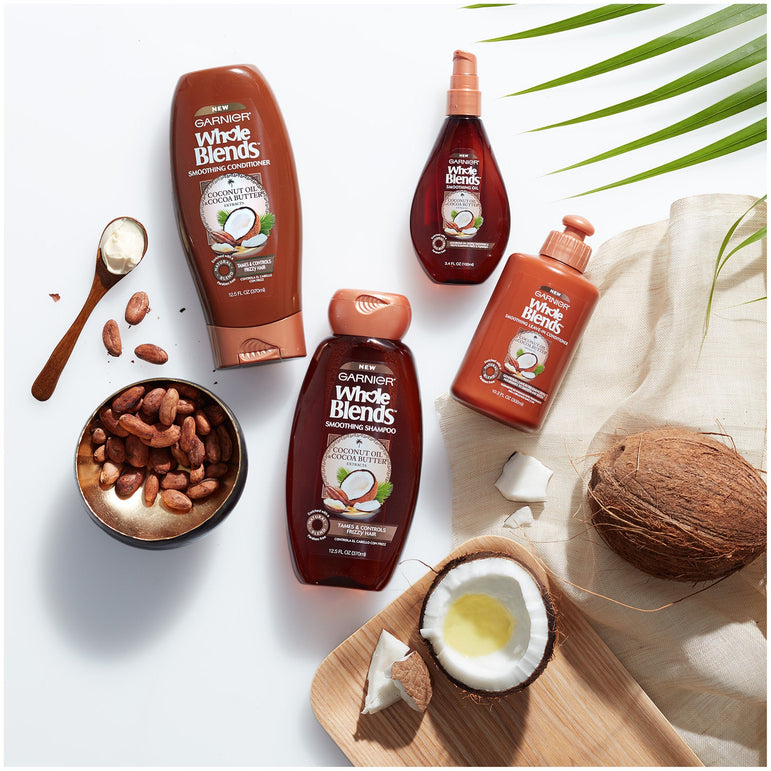 Garnier Whole Blends Smoothing Oil with Coconut Oil & Cocoa Butter Extracts, 3.4 fl. oz.-CaribOnline