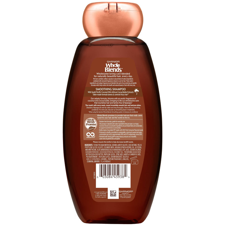 Garnier Whole Blends Smoothing Shampoo with Coconut Oil & Cocoa Butter Extracts, 12.5 fl. oz.-CaribOnline